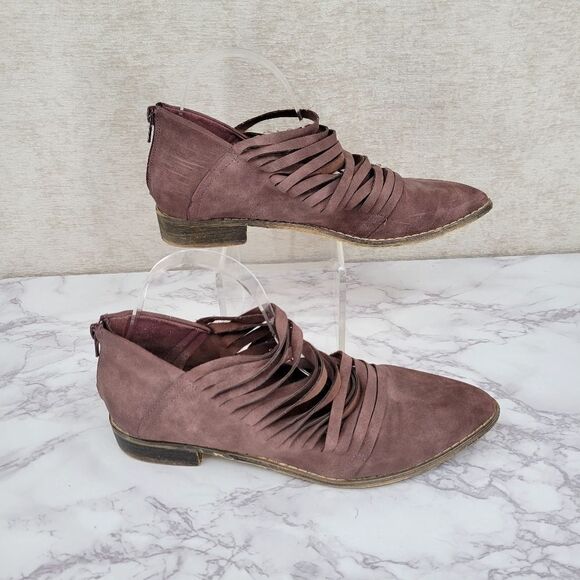 MI.IM Dusty Plum Purple Mauve Sliced Shooties Ankle Booties Leather Boots - Picture 3 of 13